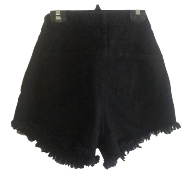 HI-Rise Black Denim Size 10 Frayed Shorts - Picture 7 of 14
